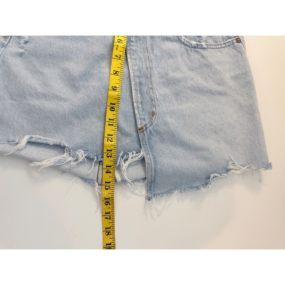 Agolde Skewed Skirt Womens Distressed 26 Light Blue Denim Mini - Picture 4 of 8